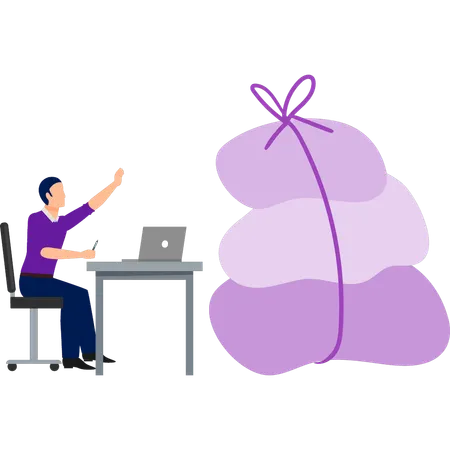Man working about sacks bundle  Illustration