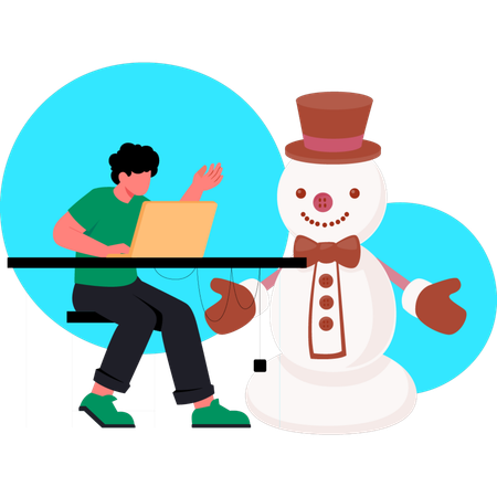 Man working about snowman  Illustration