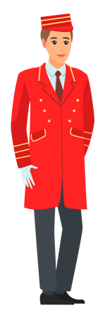 Man working as bellboy  Illustration