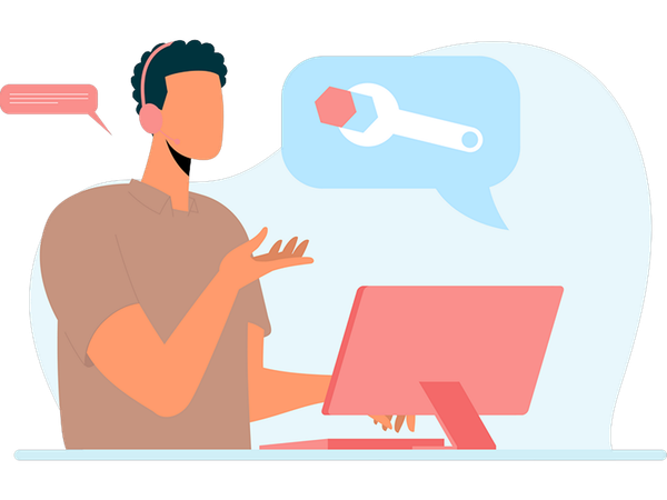 Man working as customer service  Illustration