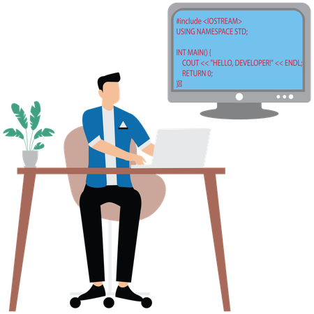 Man working as developer  Illustration