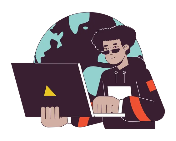 Man working as freelancer online  Illustration
