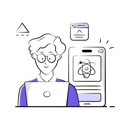 Man working as Native Programmer  Illustration