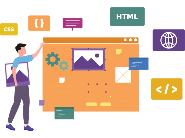 Man working as web designer  Illustration