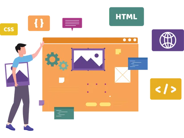 Man working as web designer  Illustration