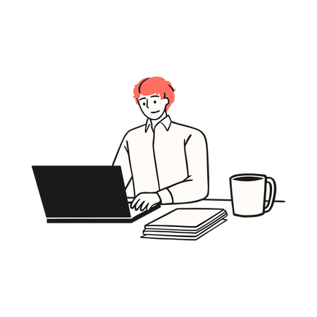 Man working at a desk symbolizing focus  Illustration