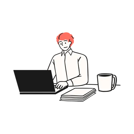 Man working at a desk symbolizing focus  Illustration