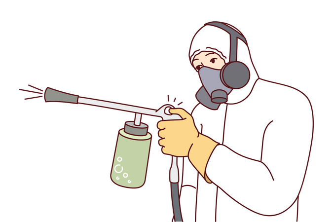 Man working at car wash station  Illustration