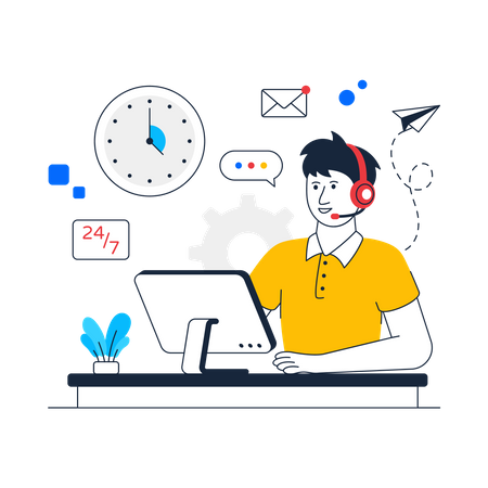 Man working at Customer Service  Illustration