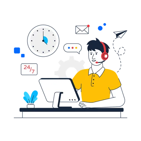 Man working at Customer Service  Illustration