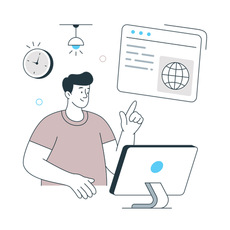Man working at Digital Workspace  Illustration