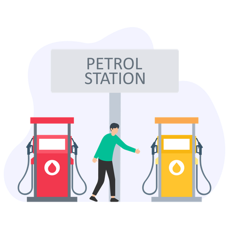 Man working at fuel station  Illustration