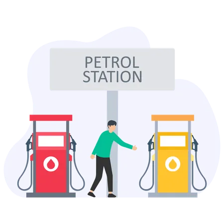 Man working at fuel station  Illustration