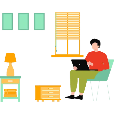 A Boy Is Working At Home Illustration