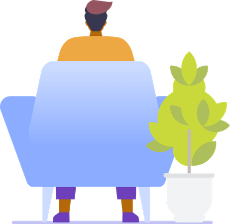 Man working at home  Illustration