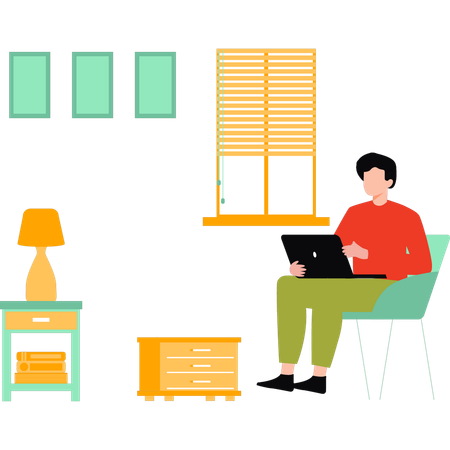 Man Working At Home  Illustration