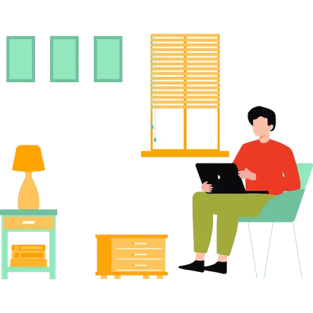 Man Working At Home  Illustration