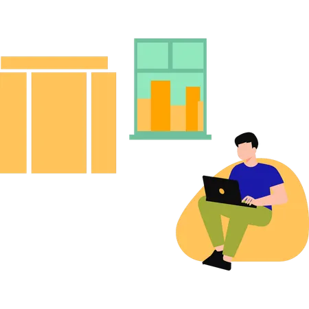 Man Working At Home  Illustration