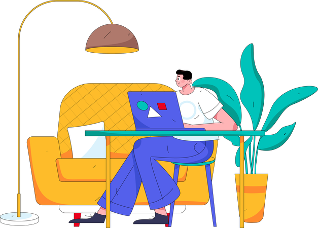 Man working at home  Illustration