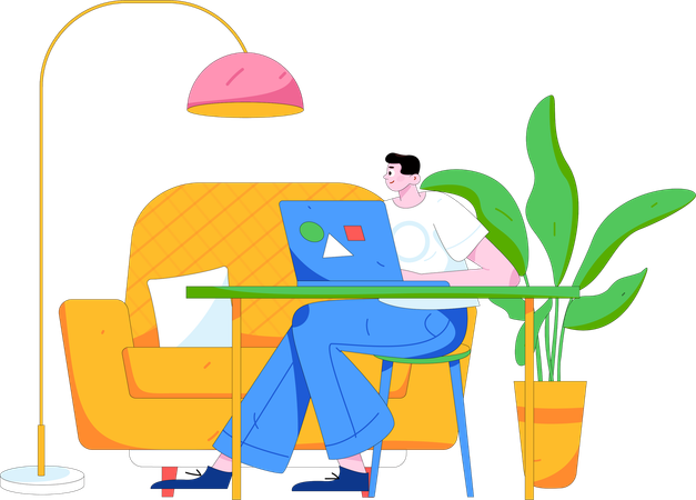 Man working at home  Illustration