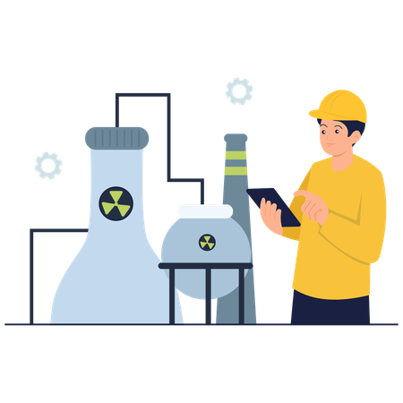 Man working at nuclear power plant  Illustration