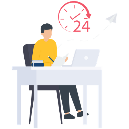 Man working at office and provide 24 hours service  Illustration