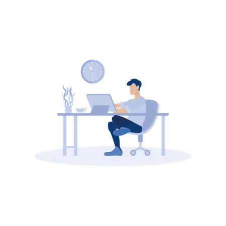 Man Working At Office  Illustration