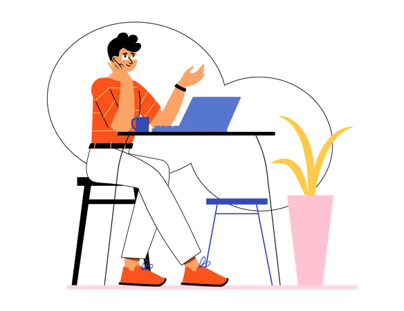 Man working at office  Illustration