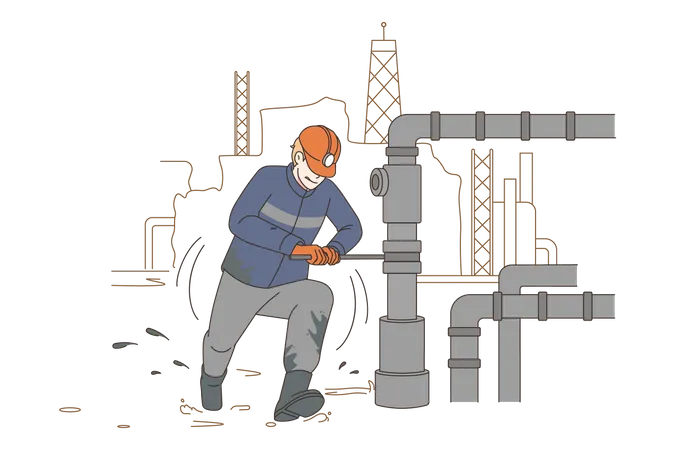 Man working at oil refinery  Illustration