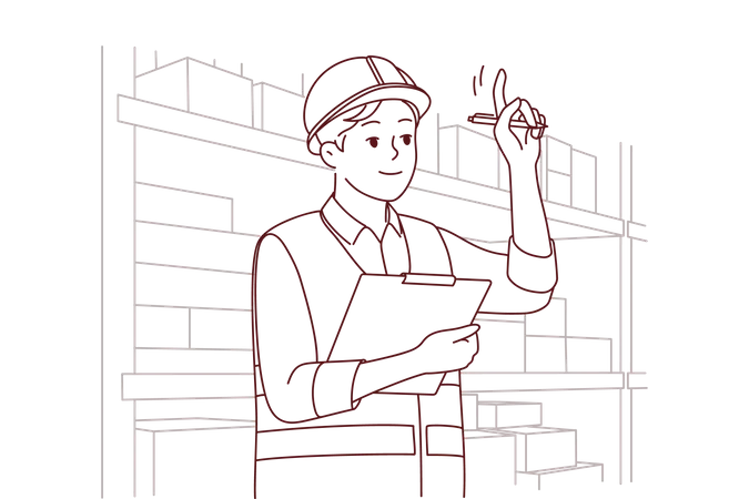 Man working at warehouse  Illustration