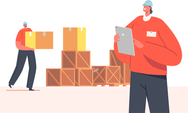 Man working at warehouse  Illustration