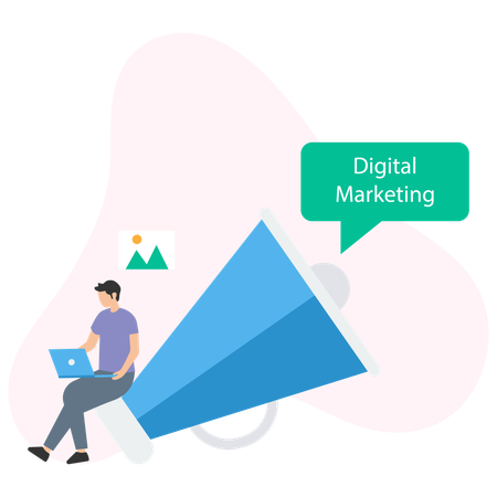 Man working Digital Marketing  Illustration