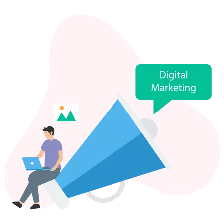 Man working Digital Marketing  Illustration