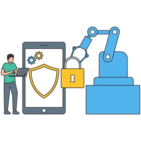Man working for Artificial Security  Illustration