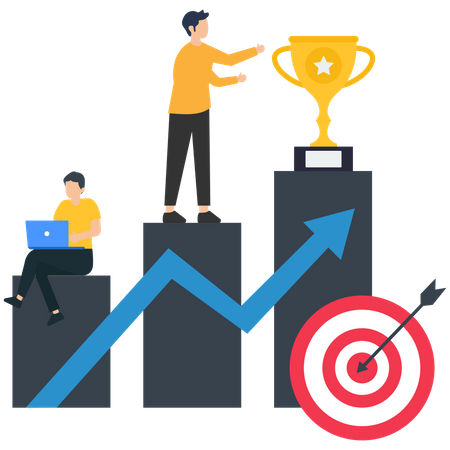 Man working for Business achievement  Illustration