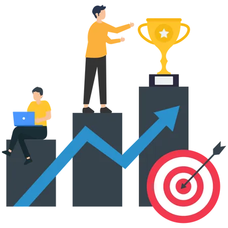 Man working for Business achievement  Illustration