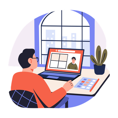 Man working freelancer  Illustration