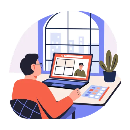 Man working freelancer  Illustration