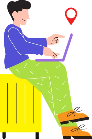 Man working from airport  Illustration