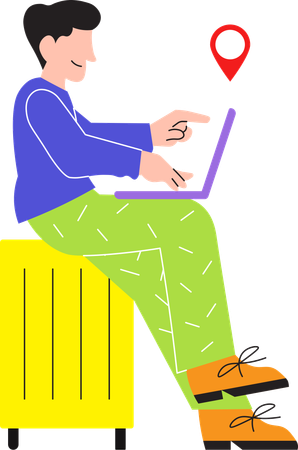 Man working from airport  Illustration