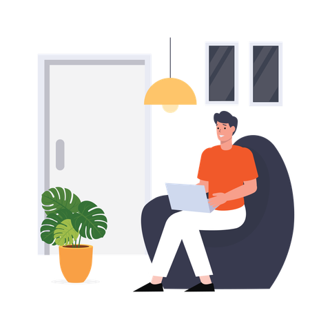 Man Working from home  Illustration