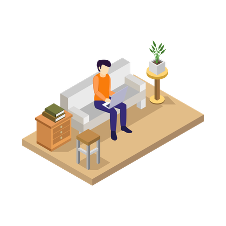 Man Working From Home  Illustration