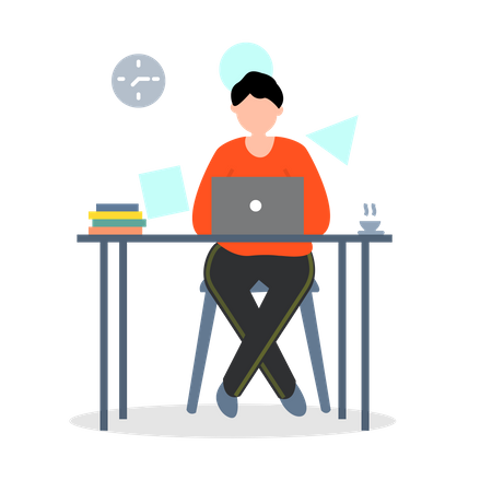 Man Working From Home  Illustration