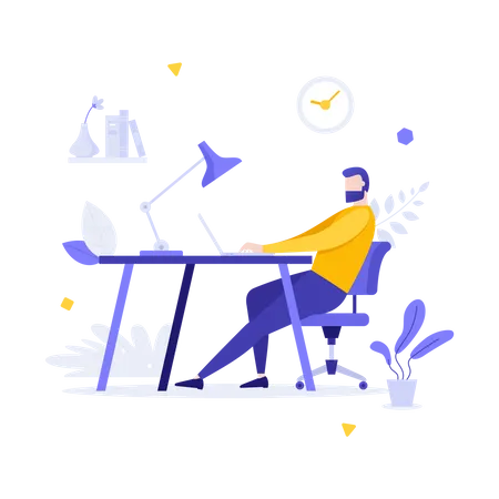 Man working from home Illustration