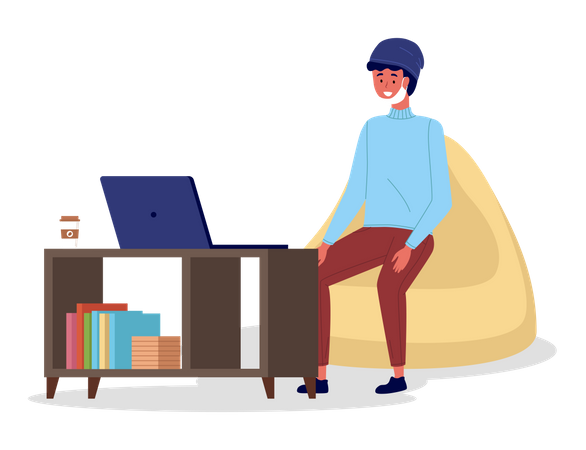 Man working from home  Illustration