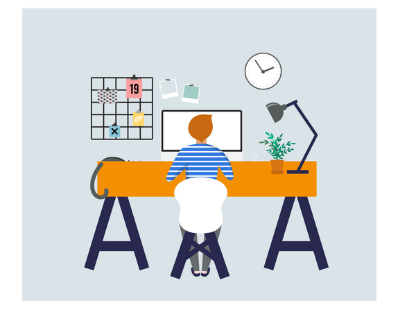 Man working from home  Illustration