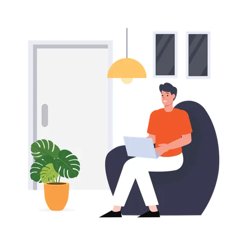 Man Working from home  Illustration