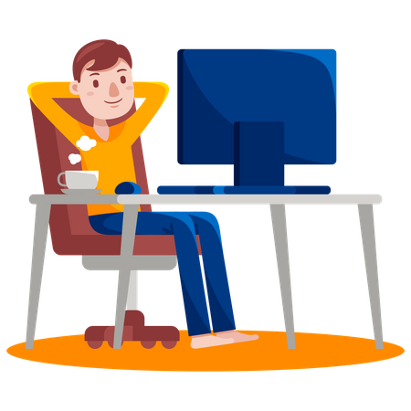 Man working from home  Illustration