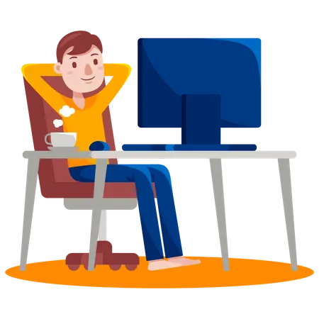 Man working from home  Illustration