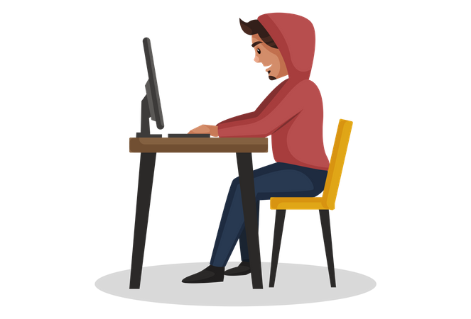 Man working from home  Illustration